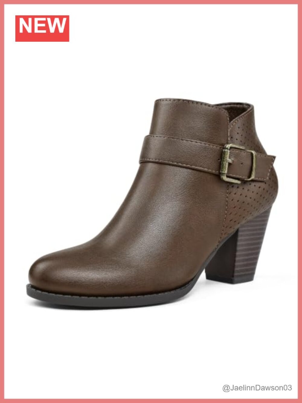 Women's Ankle Boots Stacked Chunky Heel Booties with Side Zipper